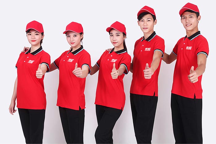 彩領短袖t恤衫定制款式上身效果圖片