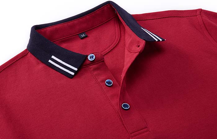 220克錦上添花翻領短袖T恤衫定做之衣領細節展示